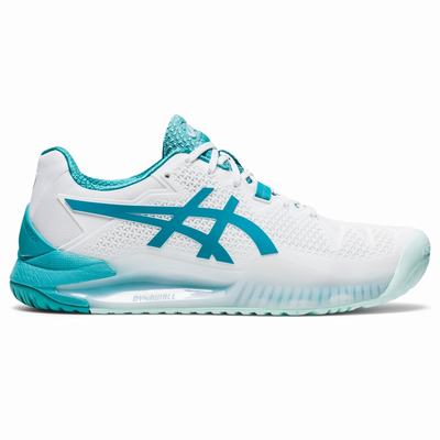 Női Asics Gel-Resolution 8 (D) Teniszcipő AS1456078 Fehér/Türkiz